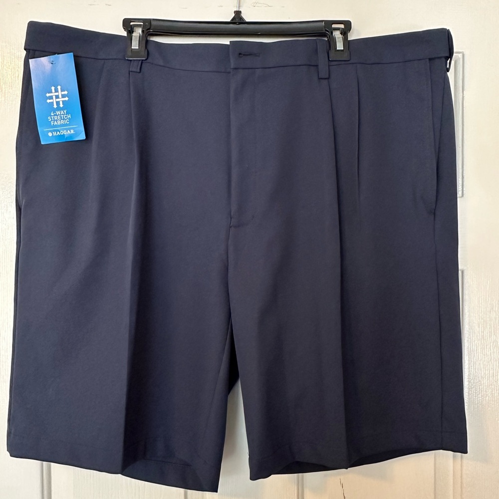 Haggar Cool 18 Pro Stretch Classic Pleated Front Shorts HS00439 Size 44 New